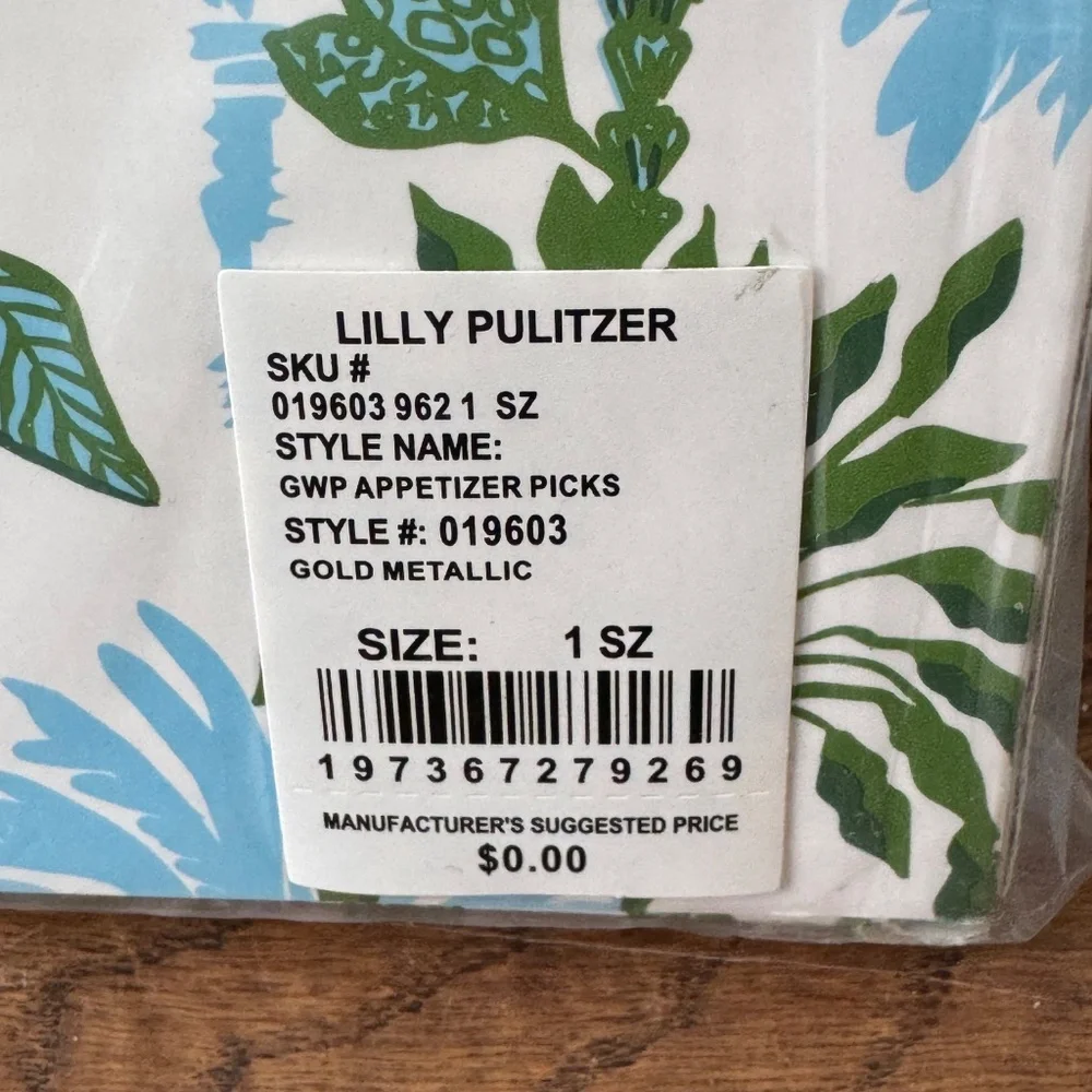 New In Box Lilly Pulitzer Appetizer Picks Palm‎ Beach Pineapple Elephant C